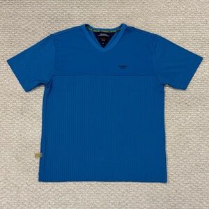 TOMMY JEANS V-Neck Mens Size L Blue Moisture Wicking Casual Tee Shirt